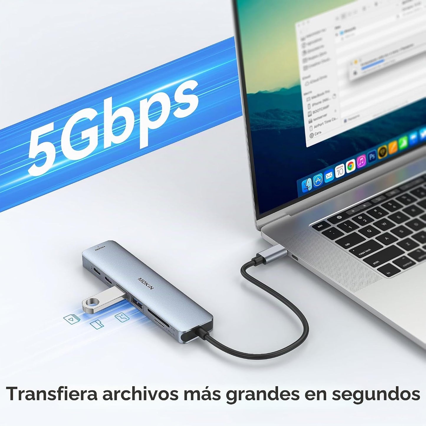 MOKiN Adaptador HDMI USB C Hub, dongle 7 en 1 con lector de tarjeta...