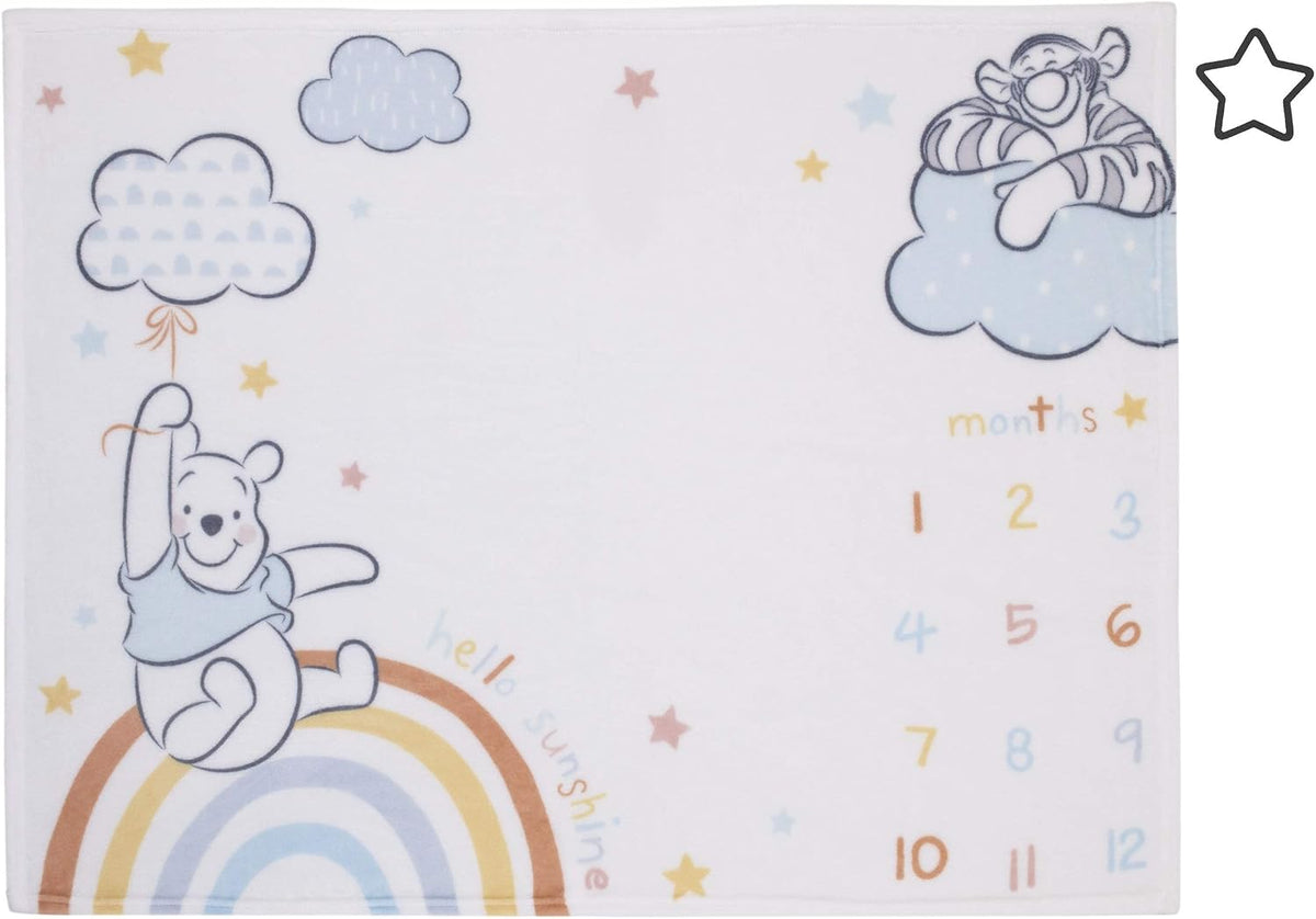 Disney Winnie The Pooh Multi Rainbow &amp; Blanco Supersuave Manta...