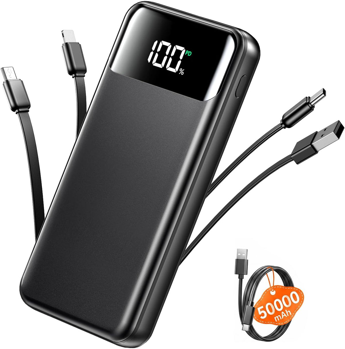 Cargador portátil, banco de energía de 50000 mAh con cables incorpo...