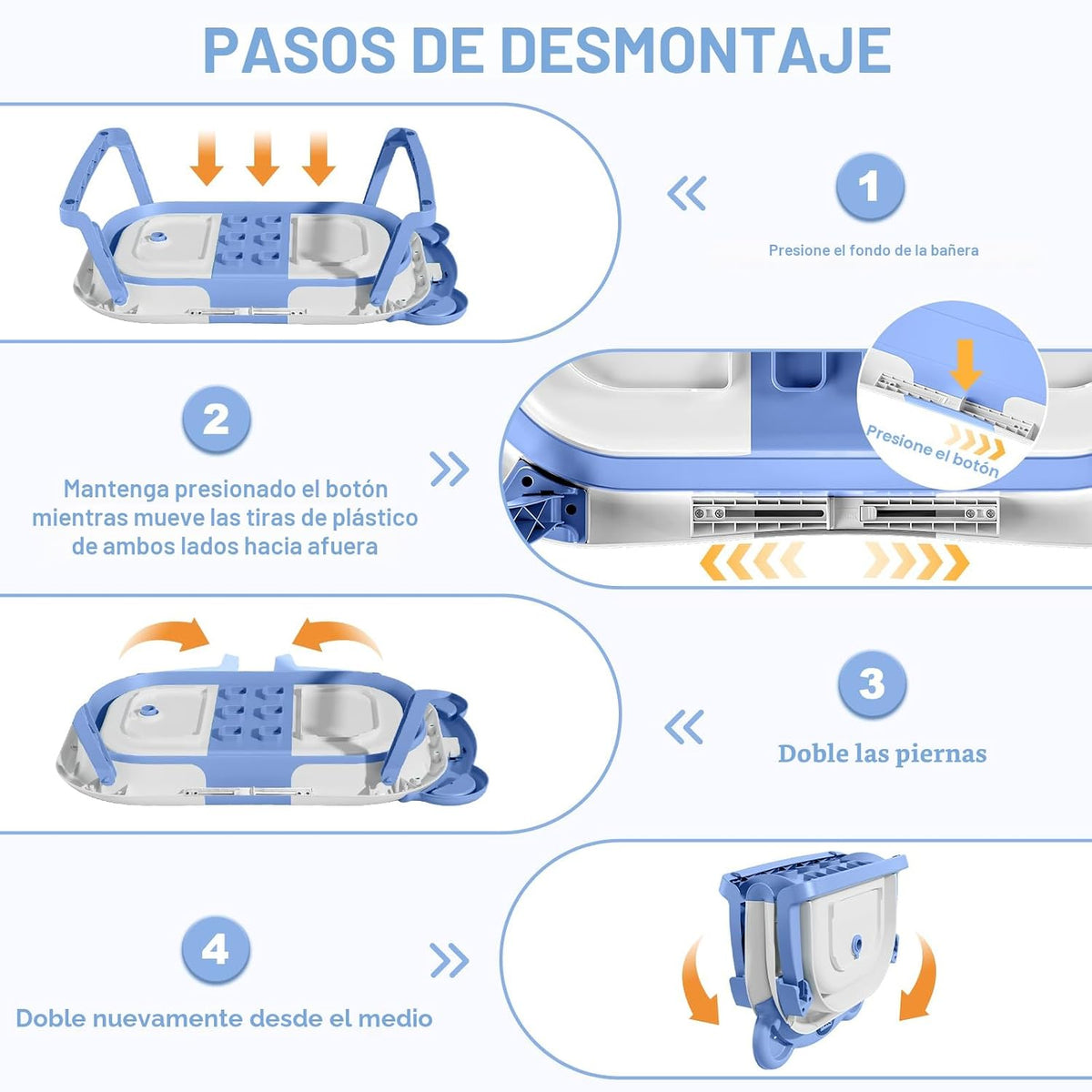 MoreFeel Bañera plegable para bebé recién nacido con termómetro y 1...
