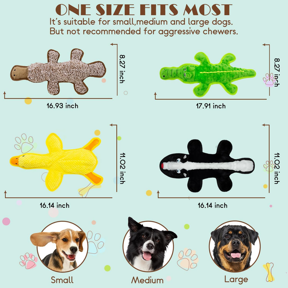 MAOOOOB Juguetes chirriantes para perros sin relleno, paquete de 5...