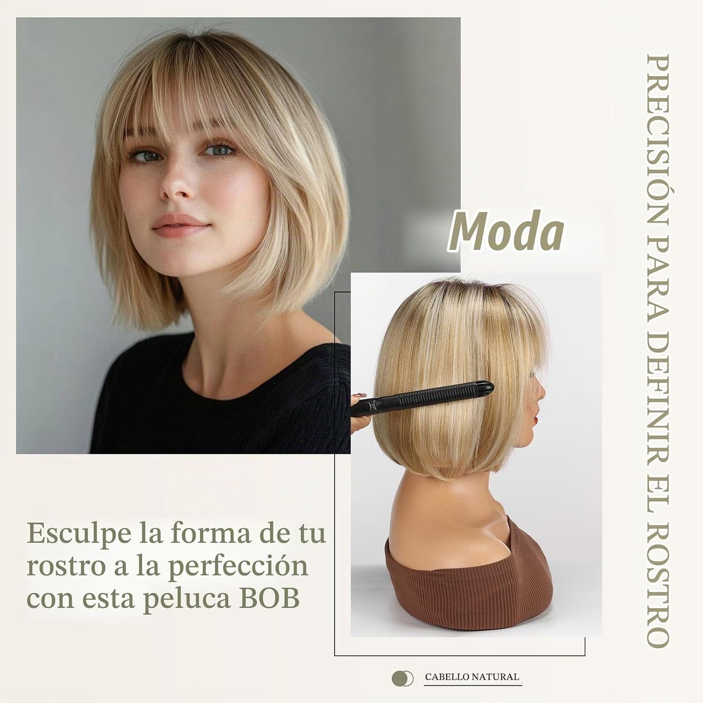 RSY Peluca de mezcla de cabello humano estilo Bob, pelucas de fibra...