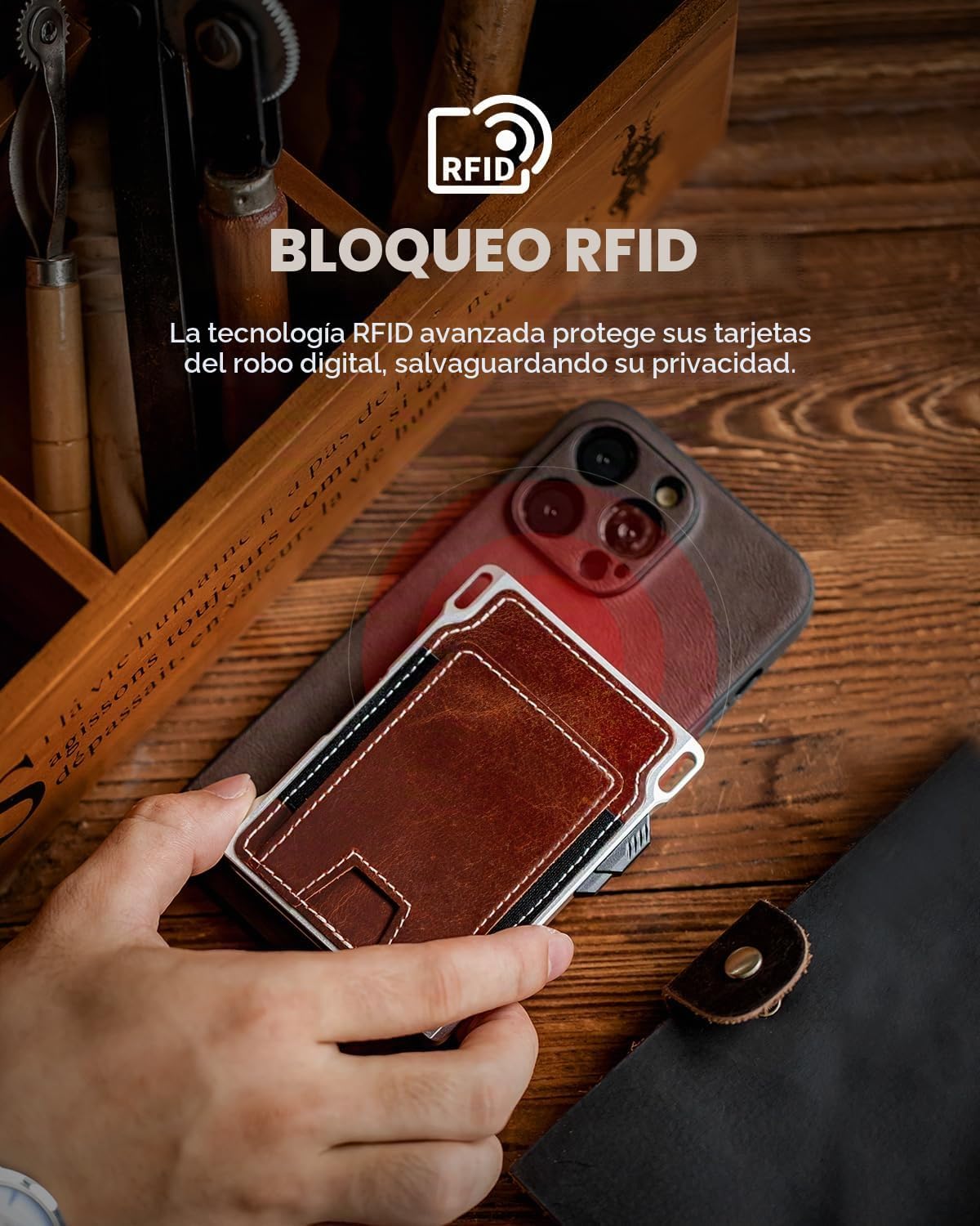 LORZOR Cartera táctica delgada, cartera minimalista para hombres, c...