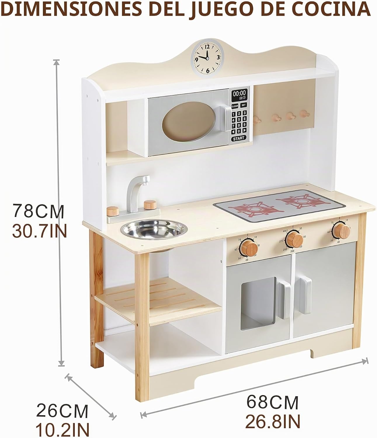 Juego de cocina de madera, juego de cocina de juguete para niños, j...