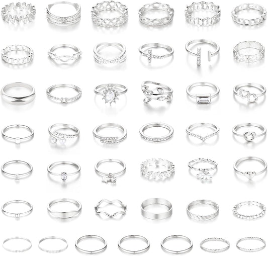 CHICUTIE Juego de anillos dorados para nudillos para mujeres, apila...