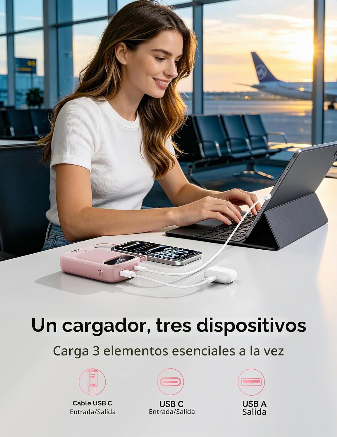 RETMSR Cargador Portátil 20000mAh 45W USB C Carga Rápida, Cable Inc...