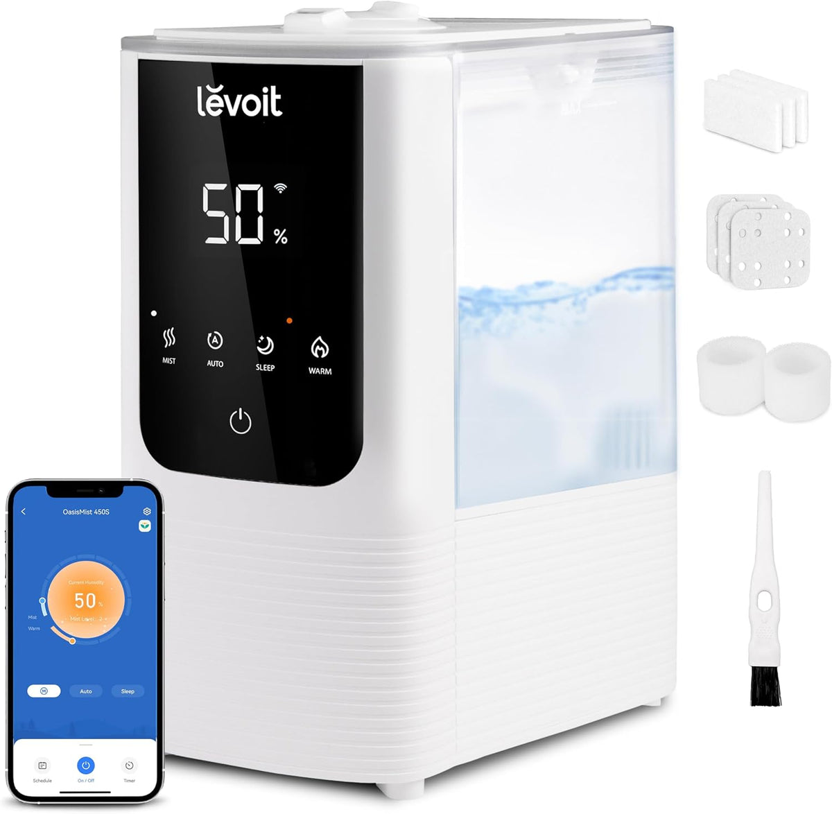 Levoit Humidificadores para dormitorio, neblina inteligente cálida...