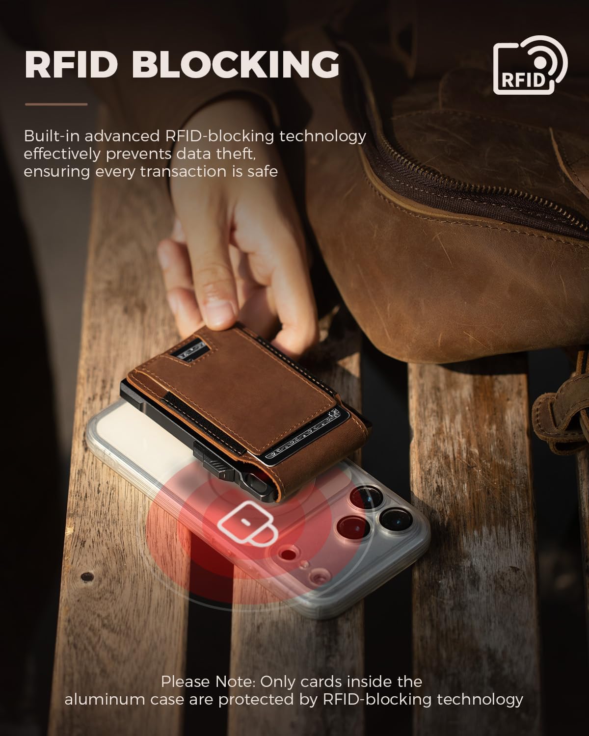 LORZOR Cartera táctica de piel auténtica para hombre, tarjetero des...