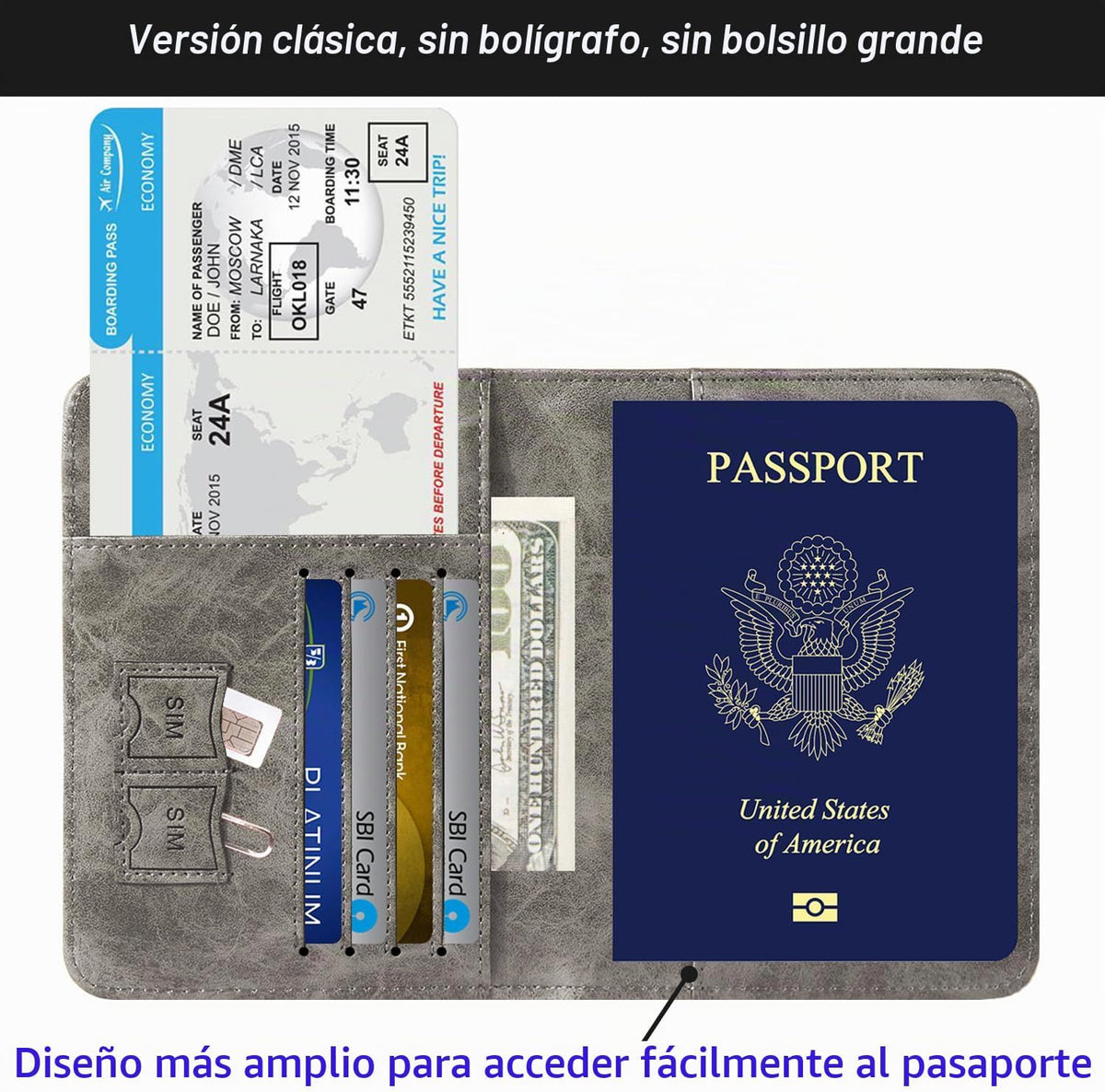 Soporte para pasaporte, artículos esenciales de viaje, funda para p...