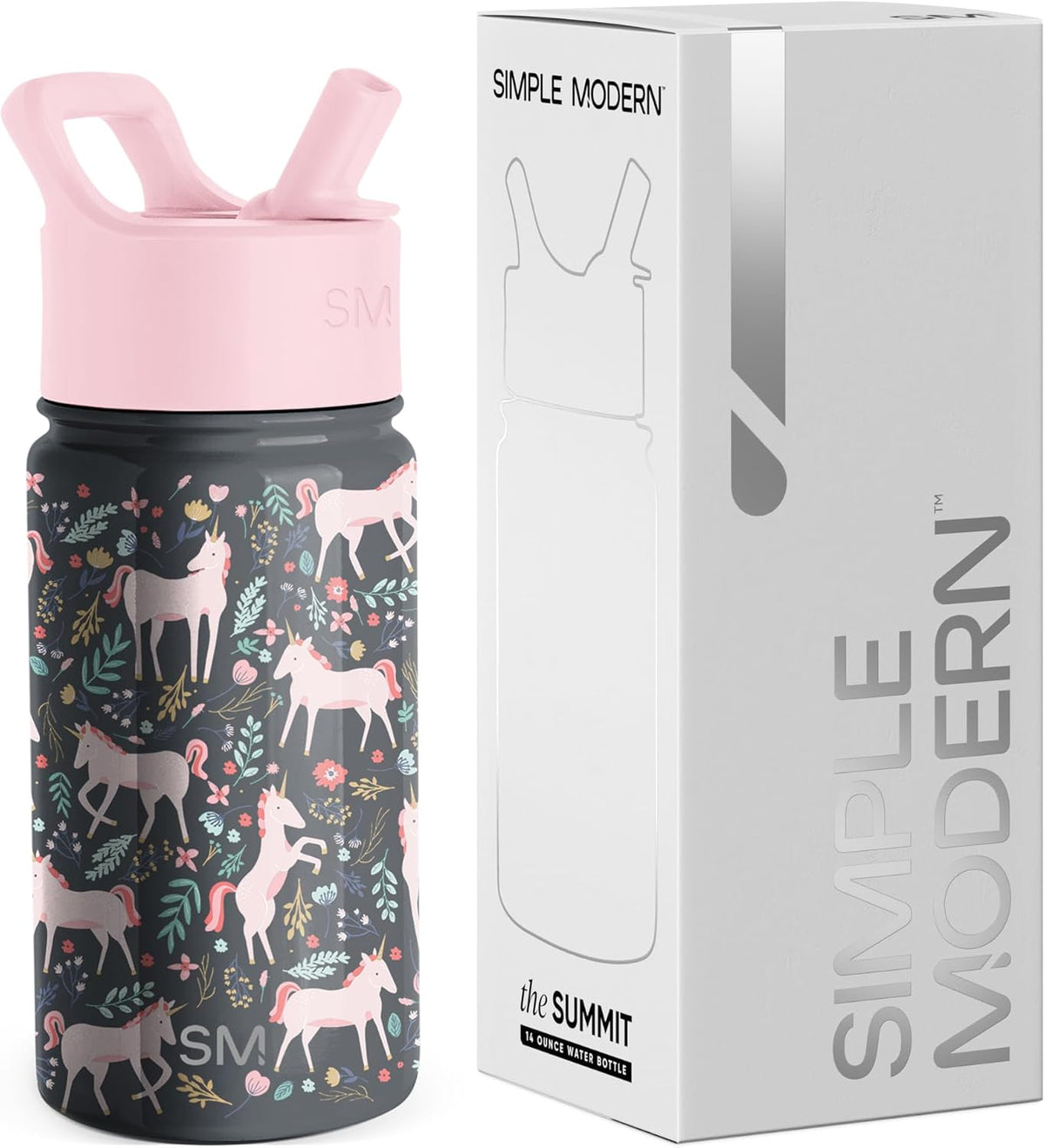Simple Modern Kids Summit - Botella de agua con tapa con pajilla, v...