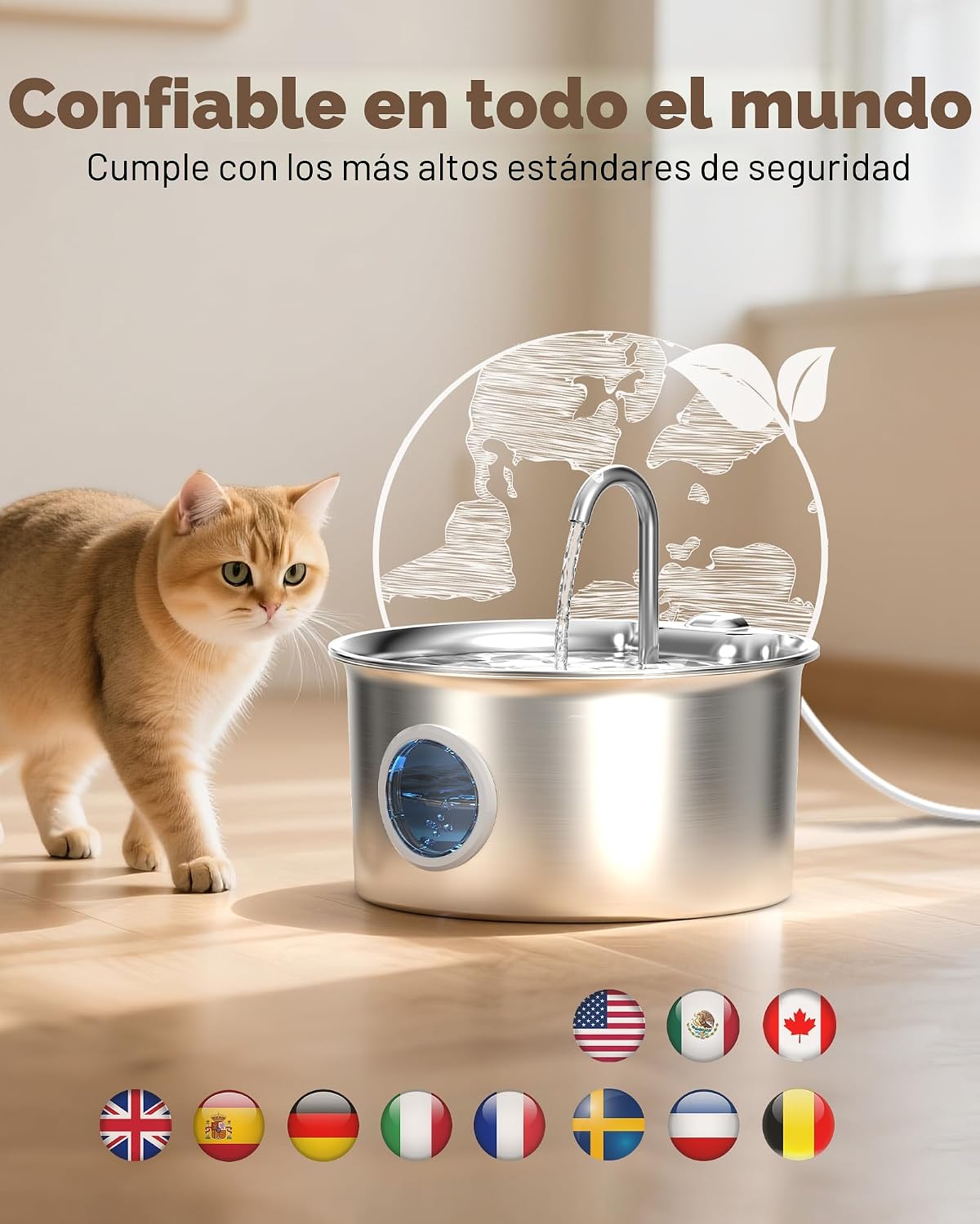 Fuente de agua para mascotas de acero inoxidable: fuentes de agua p...