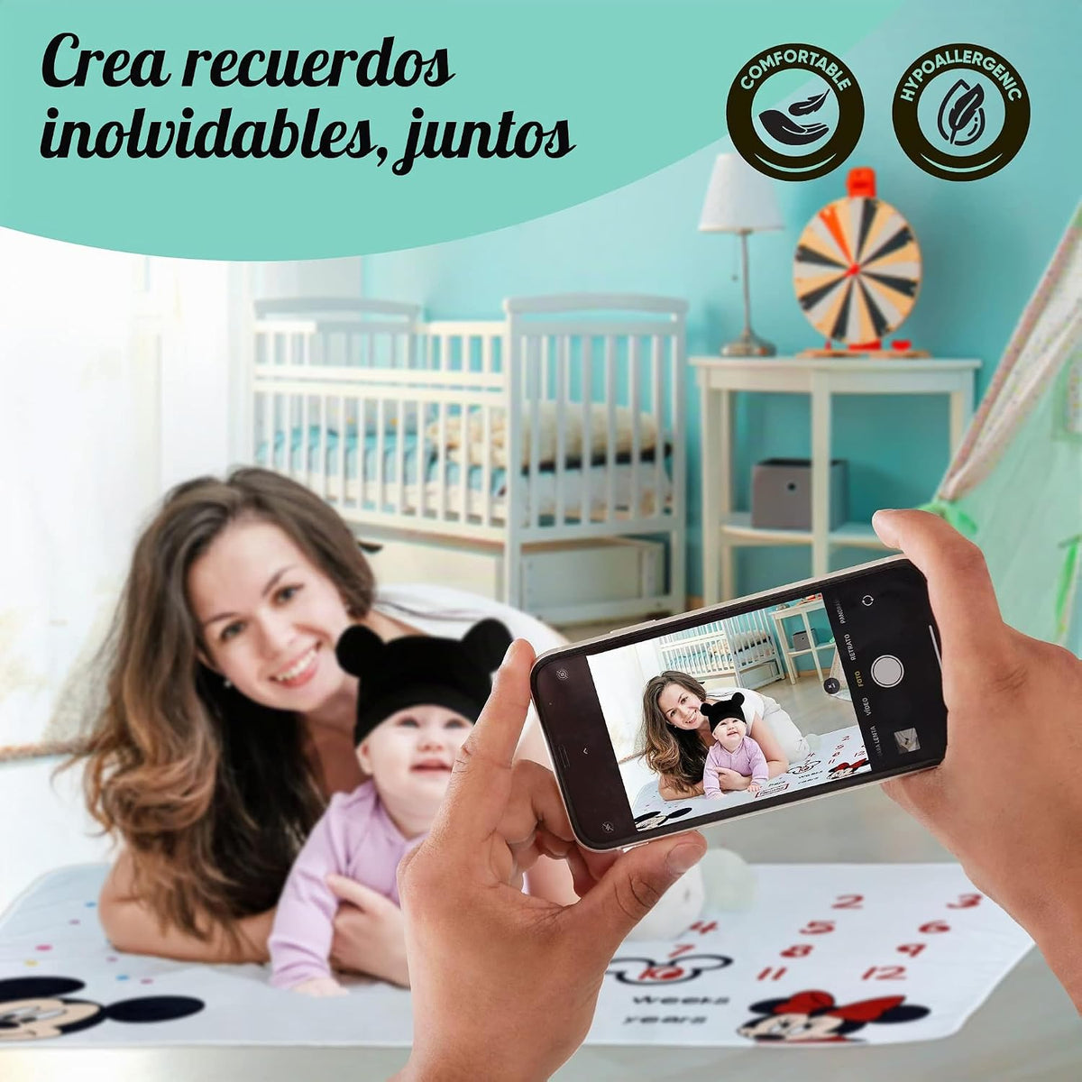babyly Manta de hitos para bebé con tabla de crecimiento, sombrero...