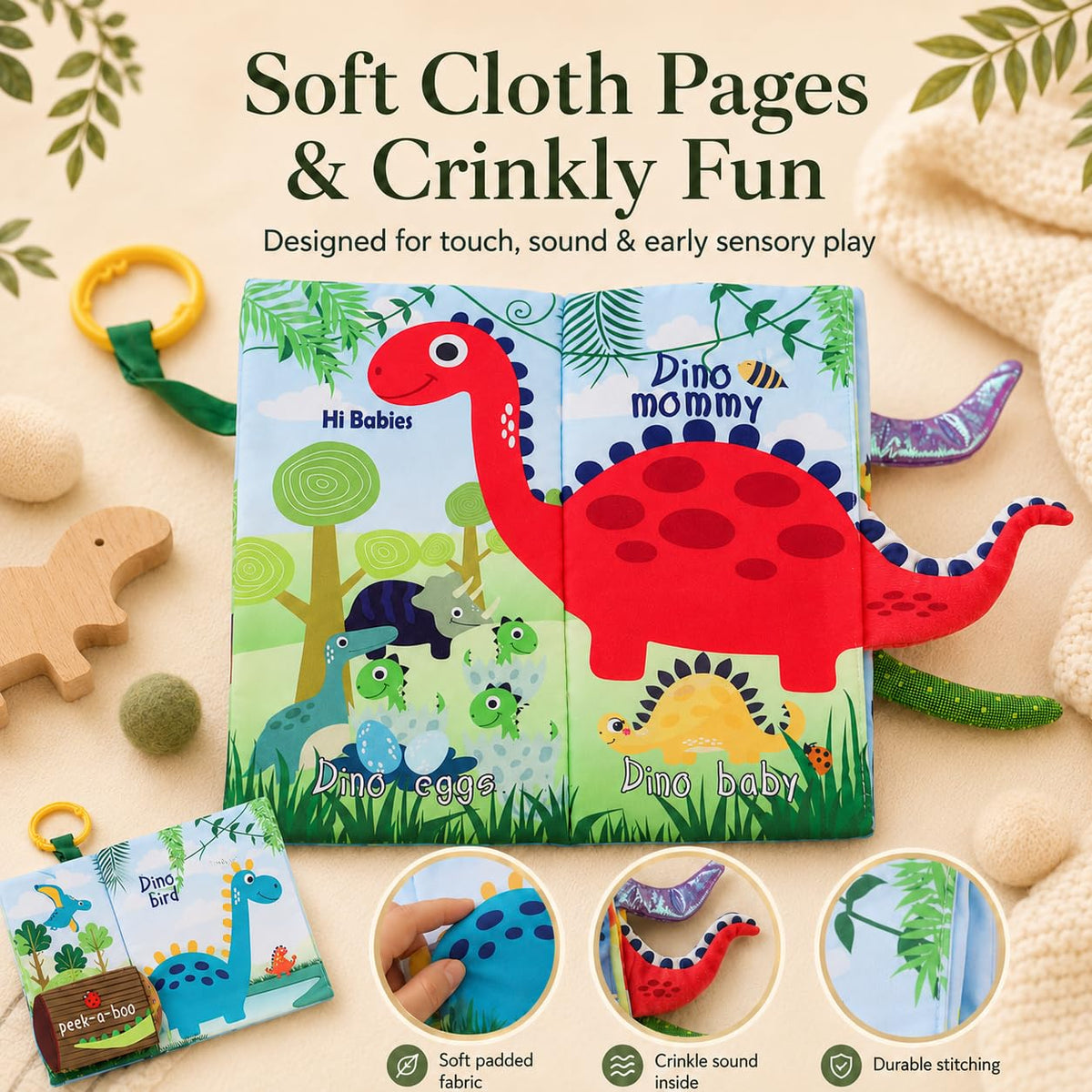 Fish Baby Crinkle Books con juguete de dentición de peces 3D para b...