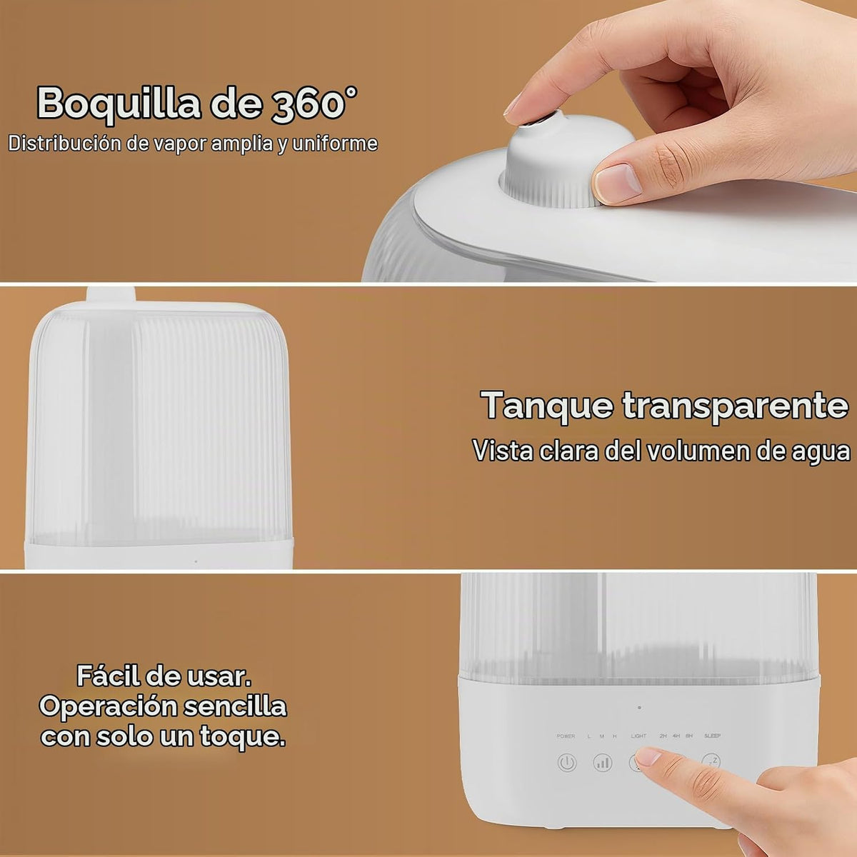 Electactic Humidificador de llenado superior de 3 litros, difusor d...