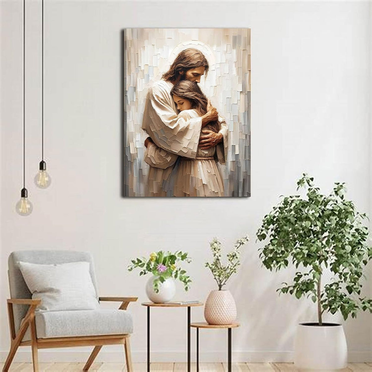XXG - Lienzo decorativo para pared con texto en inglés «Jesús y muj...