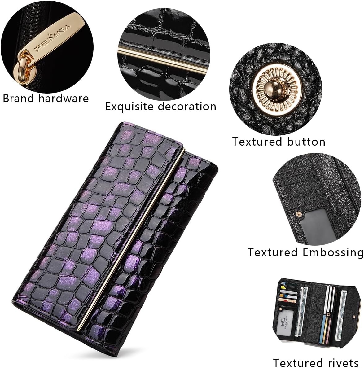 FEIMINA Billetera para mujer, de gran capacidad, con bloqueo RFID,...
