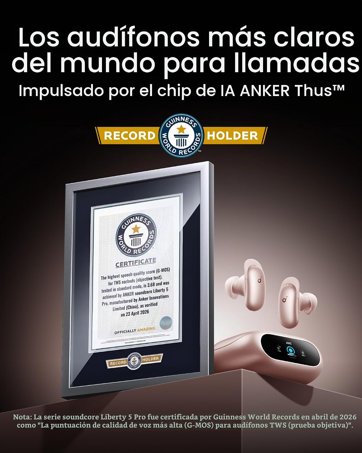 Soundcore Liberty 5 Pro,Calidad de llamada certificada por Guinness...