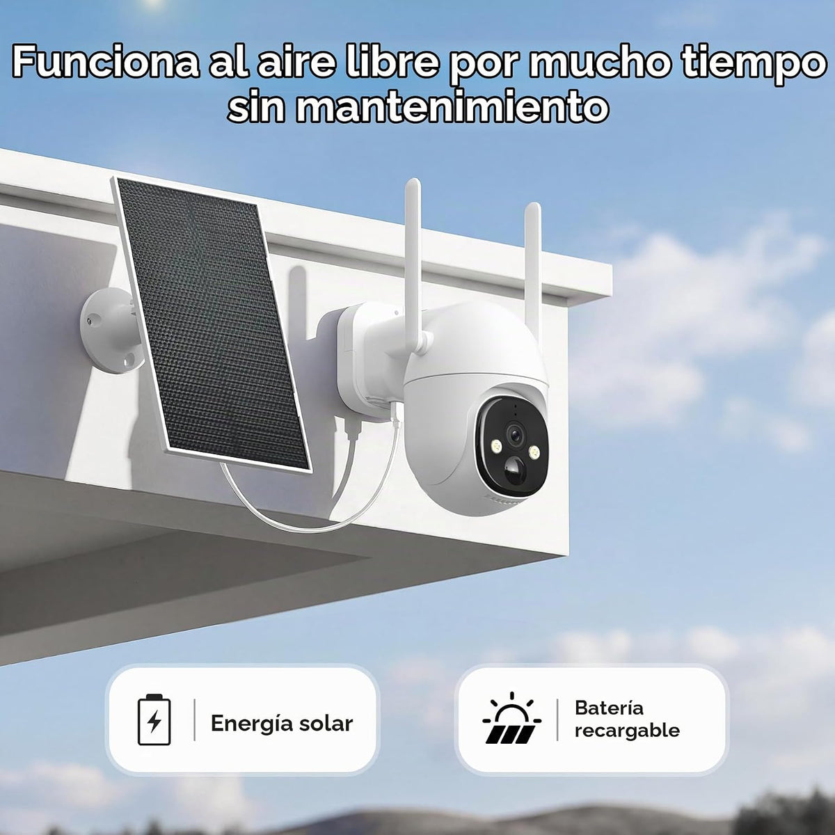 Cámaras de seguridad solares 2K inalámbricas para exteriores, cámar...