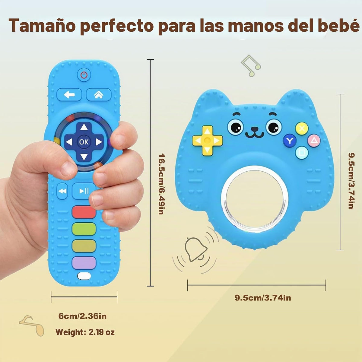 Paquete de 2 juguetes de dentición para bebés de 3 a 6 meses, morde...