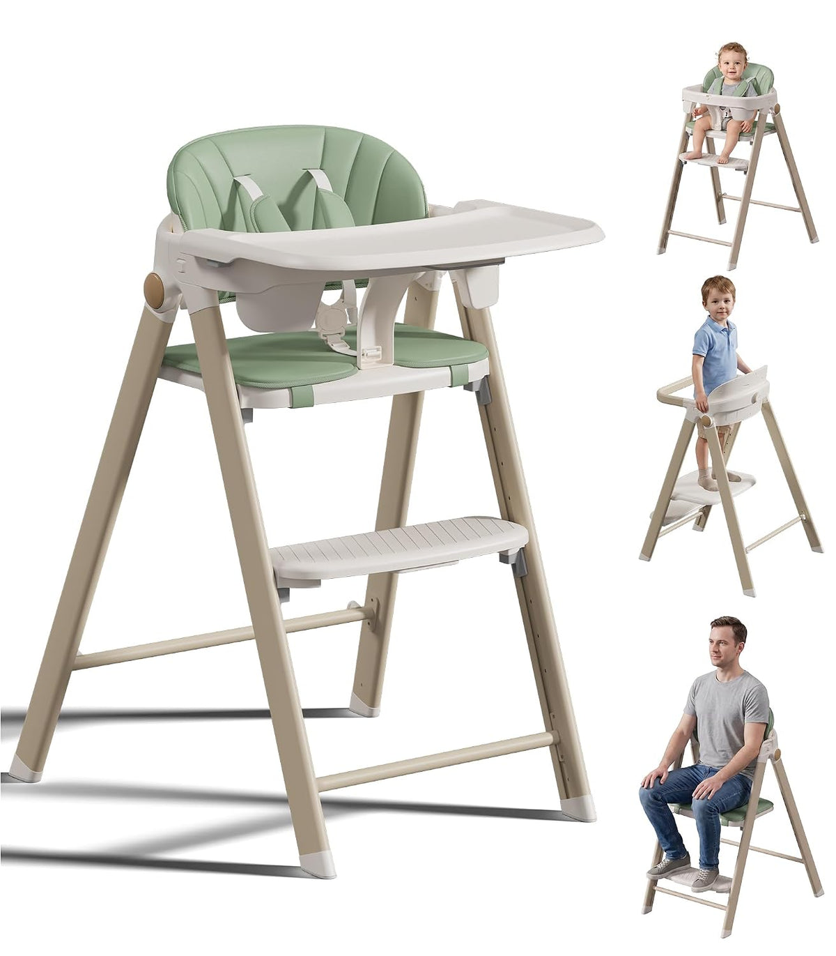 Trona convertible para bebé y torre plegable de pie para niños, ver...