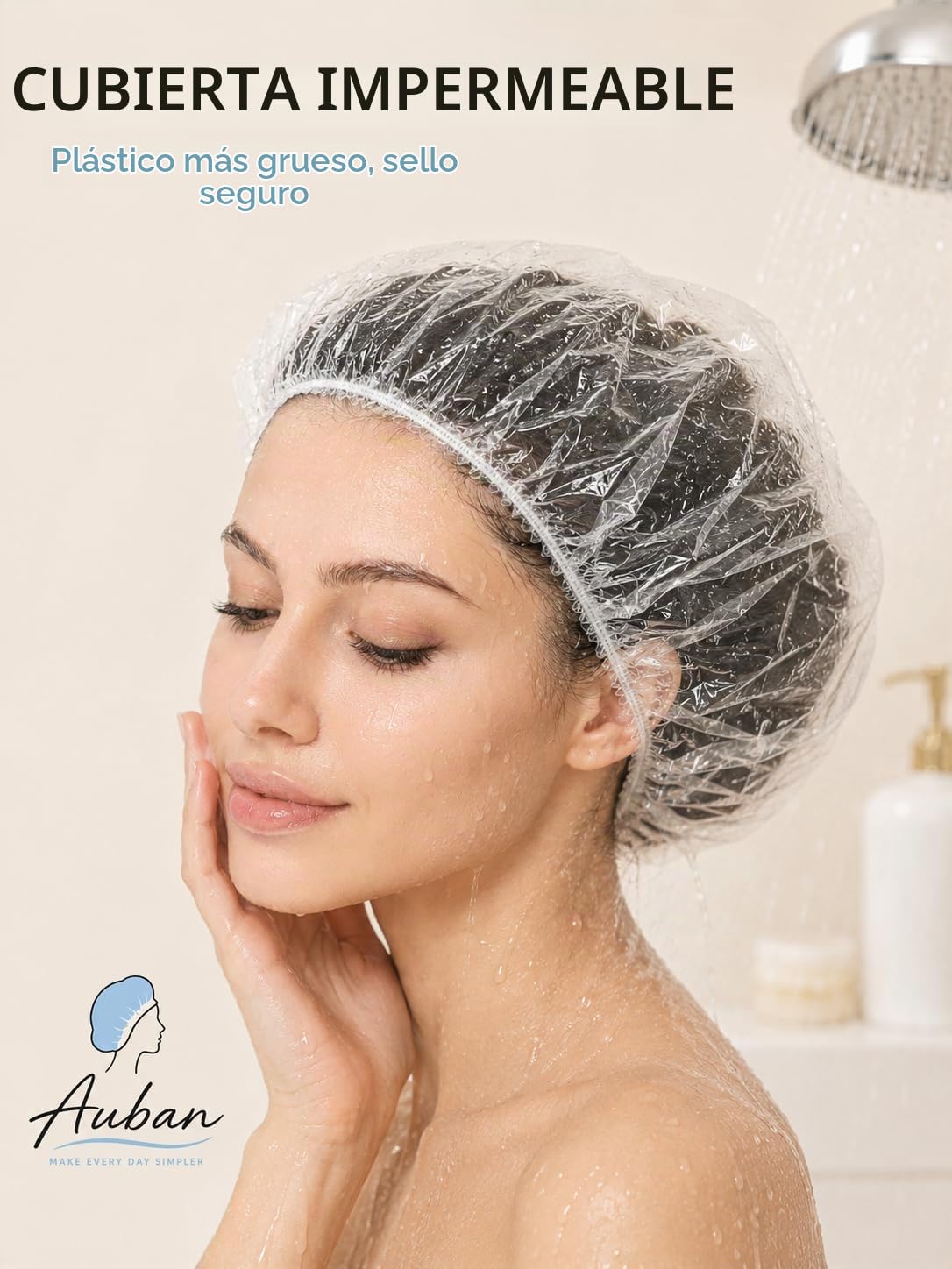 Auban Gorros de ducha desechables, 80 unidades, extra grandes de 23...