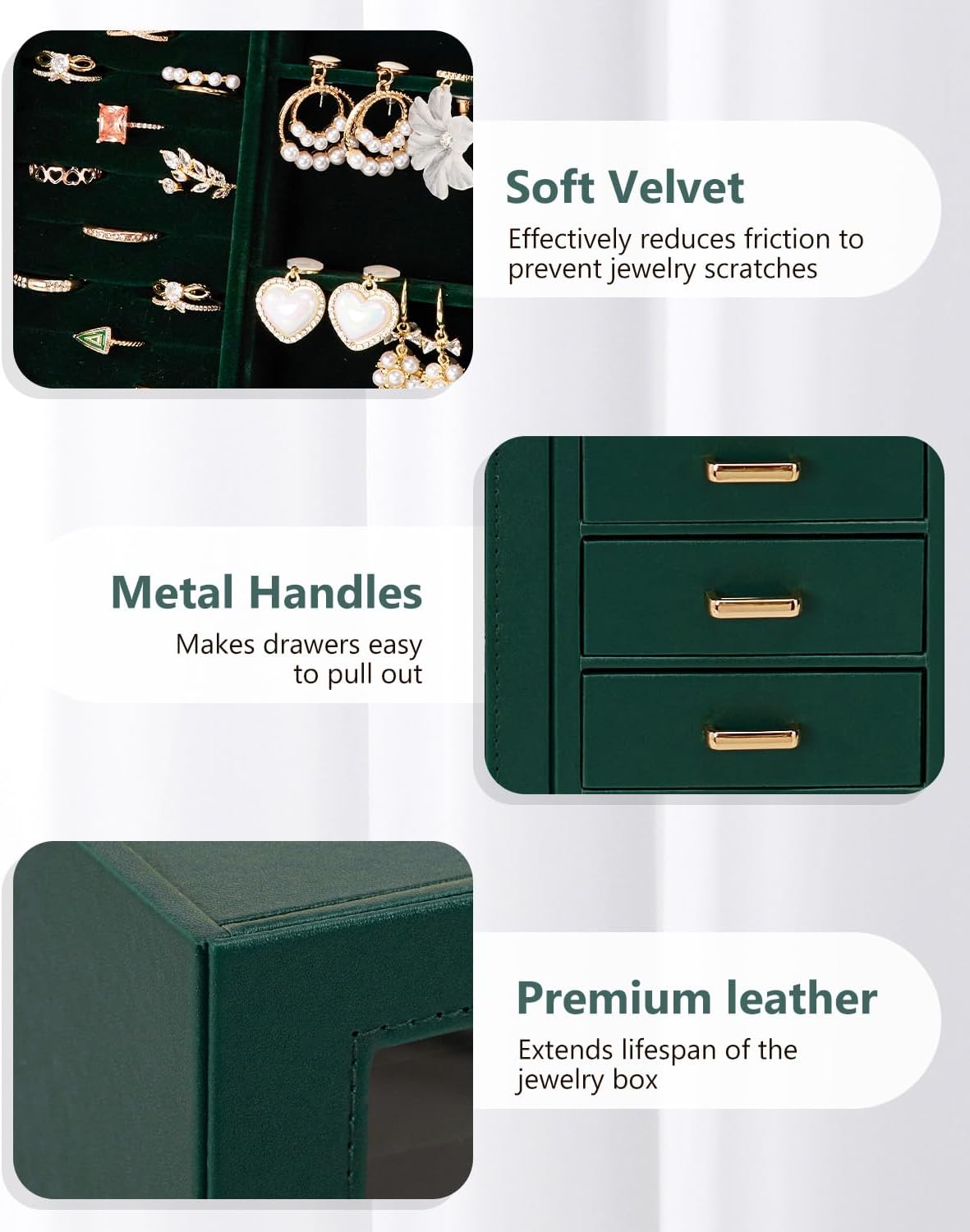 Homde - Gran joyero\/organizador\/caja con ventana de vidrio, cajon...