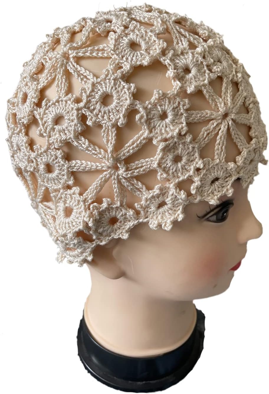 ALLDECOR Gorro de punto hecho a mano con estampado floral para muje...