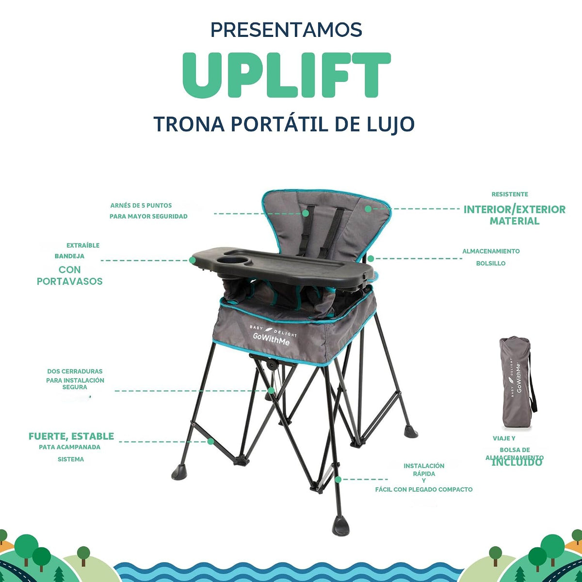 Baby Delight Go with Me Uplift Silla alta portátil de lujo, para in...