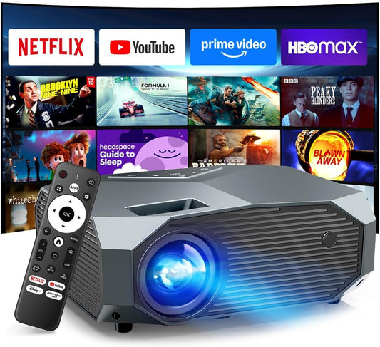 [Compatible con Netflix\/alto brillo] Proyector inteligente con WiF...