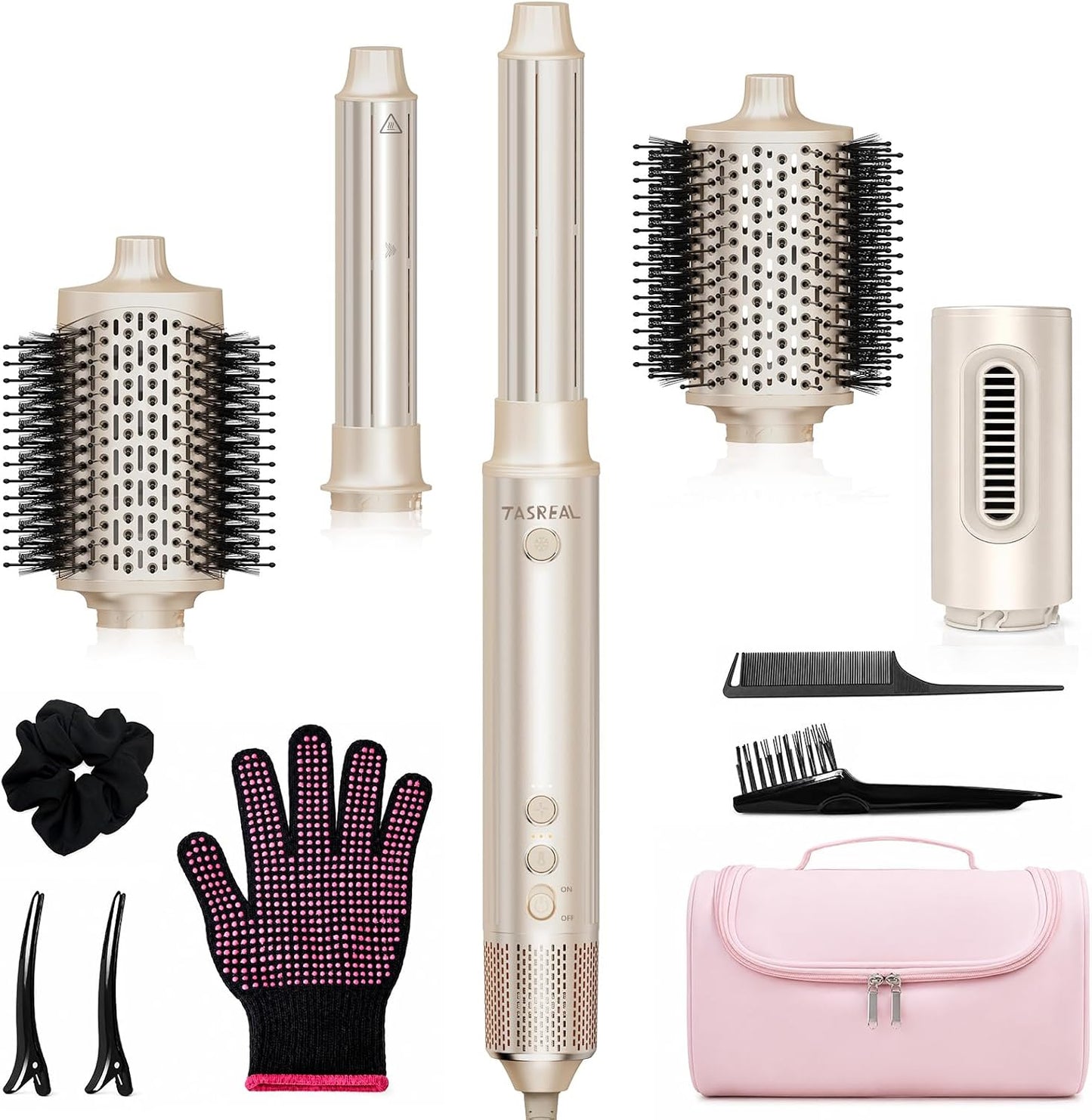 TASREAL 5 en 1 Air Styler, cepillo secador de pelo caliente con riz...