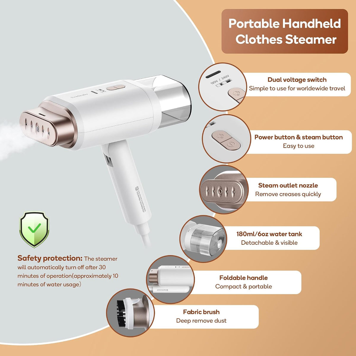 Newbealer Vaporizador de ropa de doble voltaje: 120 V\/220 V, 1200...