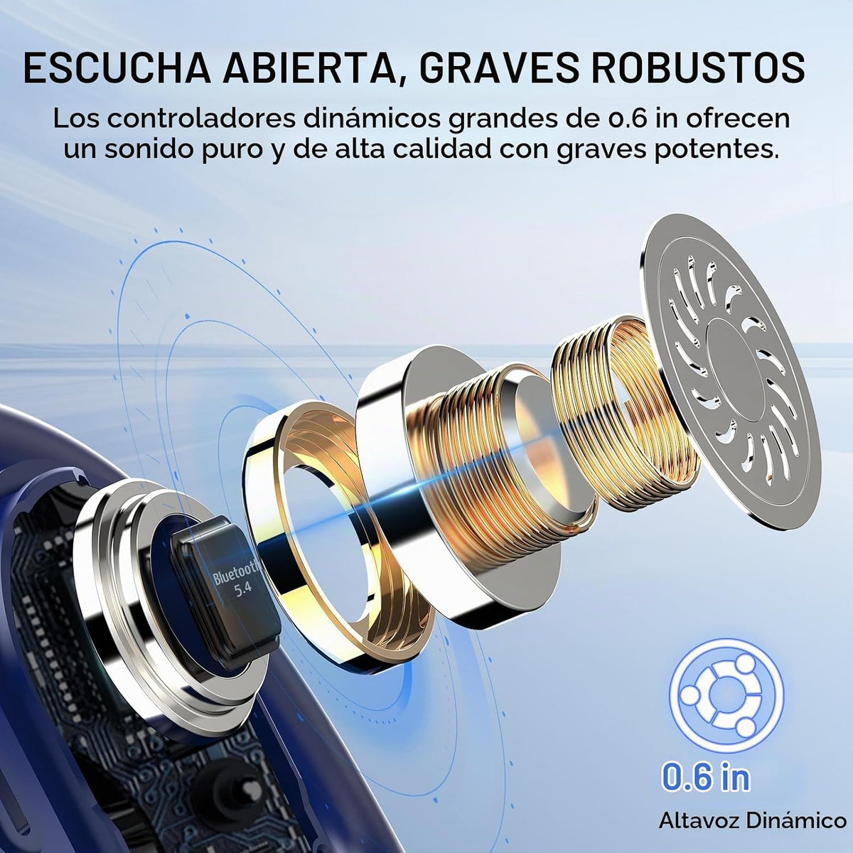 Auriculares de oreja abierta, auriculares 2026 sobre la oreja con 4...