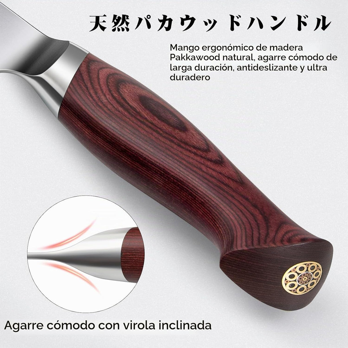 SANMEIHO Juego de cuchillos japoneses 3 piezas, acero inoxidable 10...