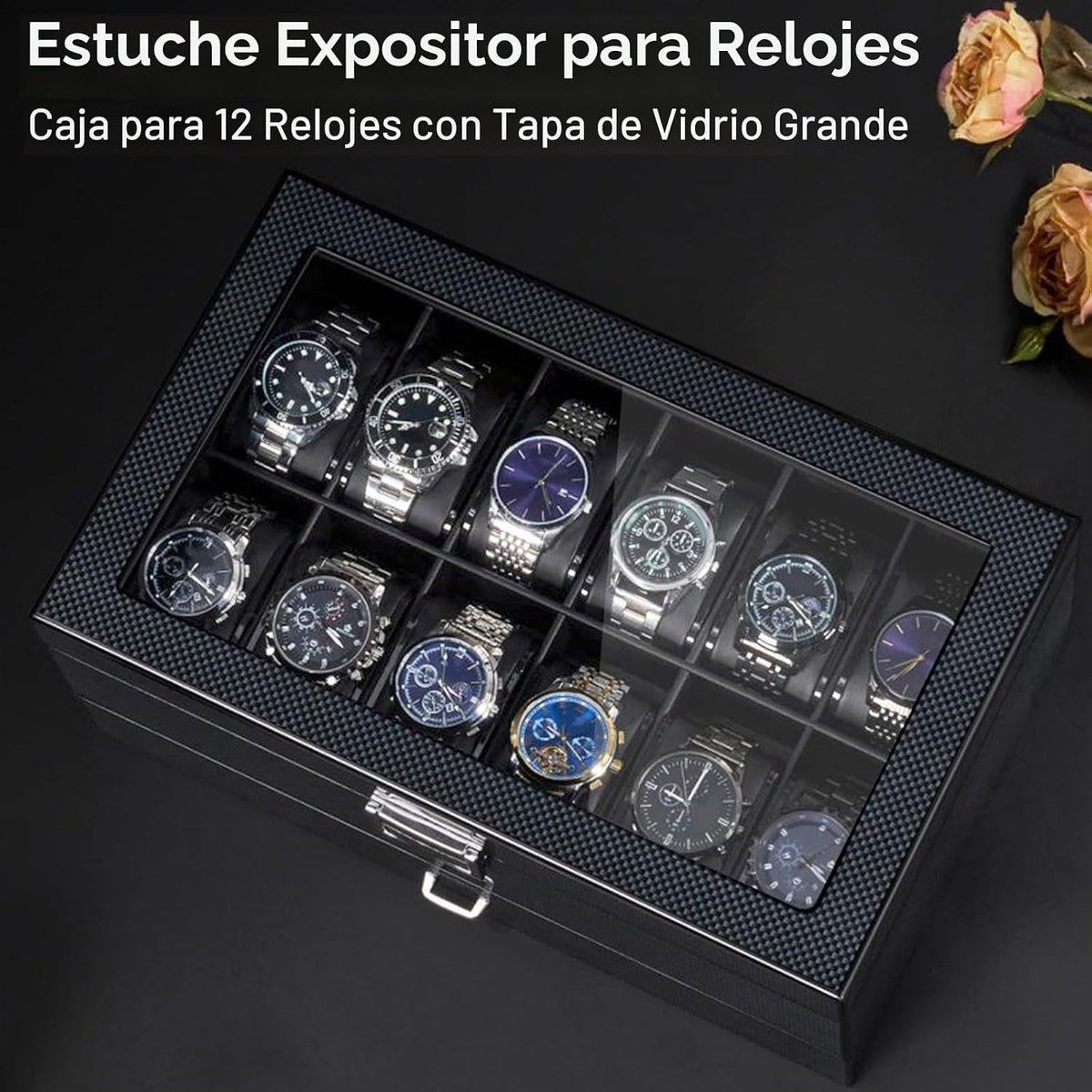 BEWISHOME Estuche de Reloj de Alta Gama, Caja de Reloj de Madera de...