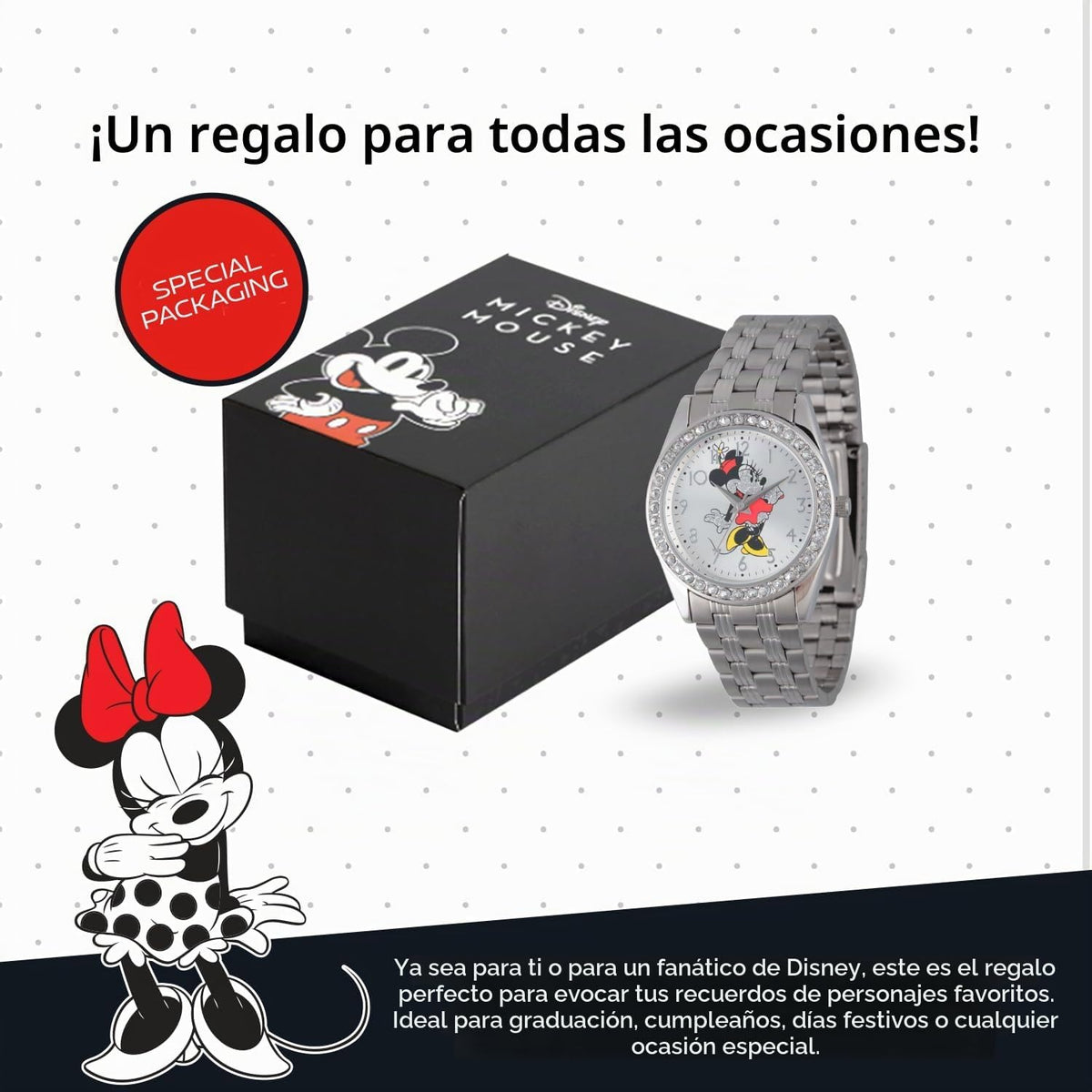 Reloj Minnie Mouse para mujer, elegantes relojes Minnie Mouse para...