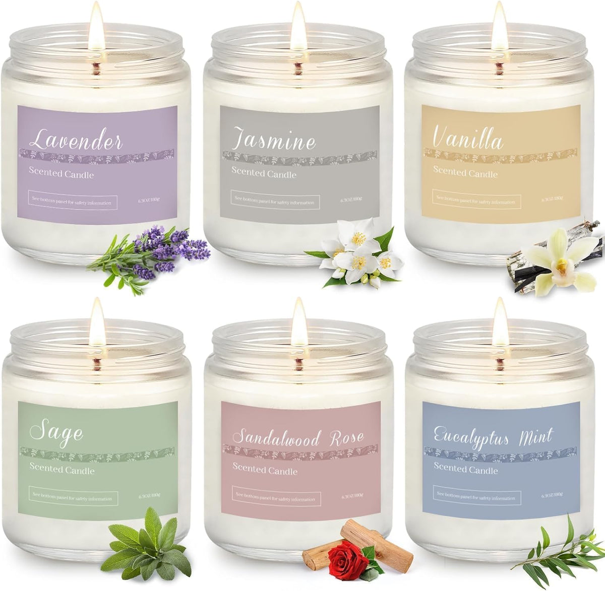 Paquete de 6 velas perfumadas para el hogar, velas de aromaterapia...