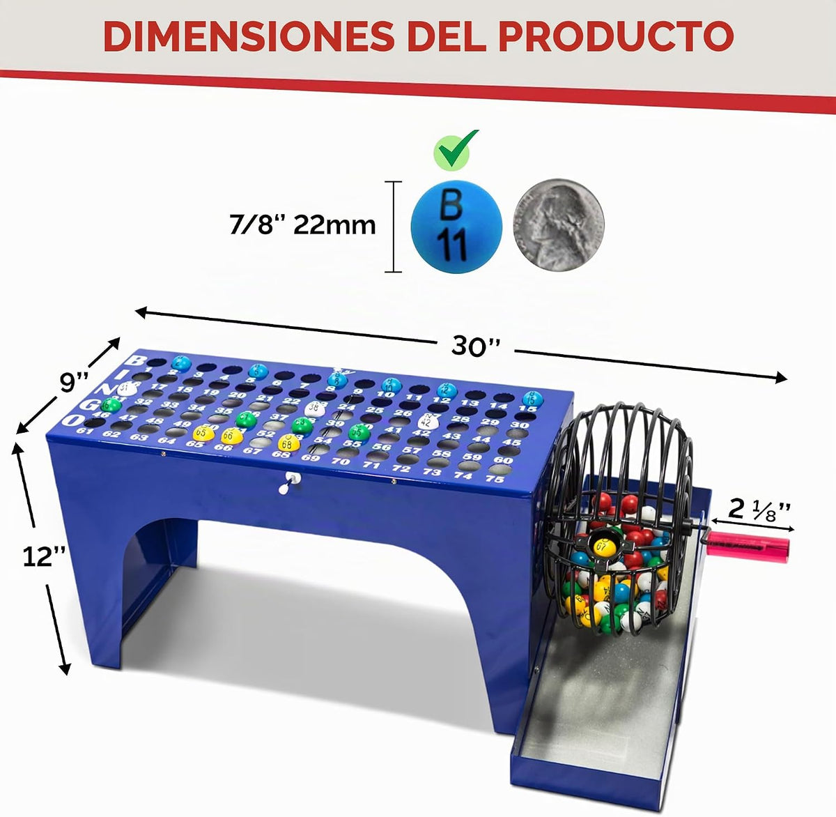 Juego de bingo de lujo MR CHIPS con bombo, bolas de 7\/8 pulgadas y...