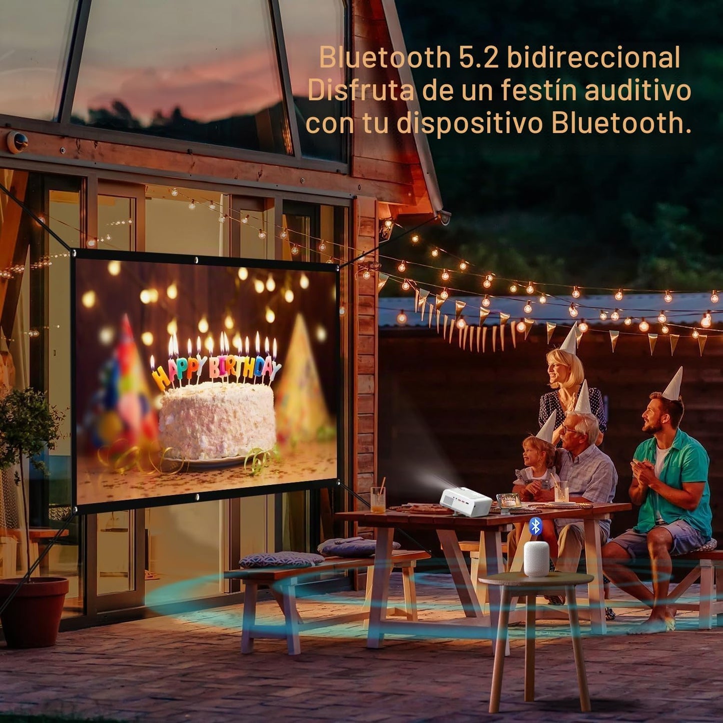 AuKing Proyector para exteriores 2500ANSI 4K con WiFi y Bluetooth,...