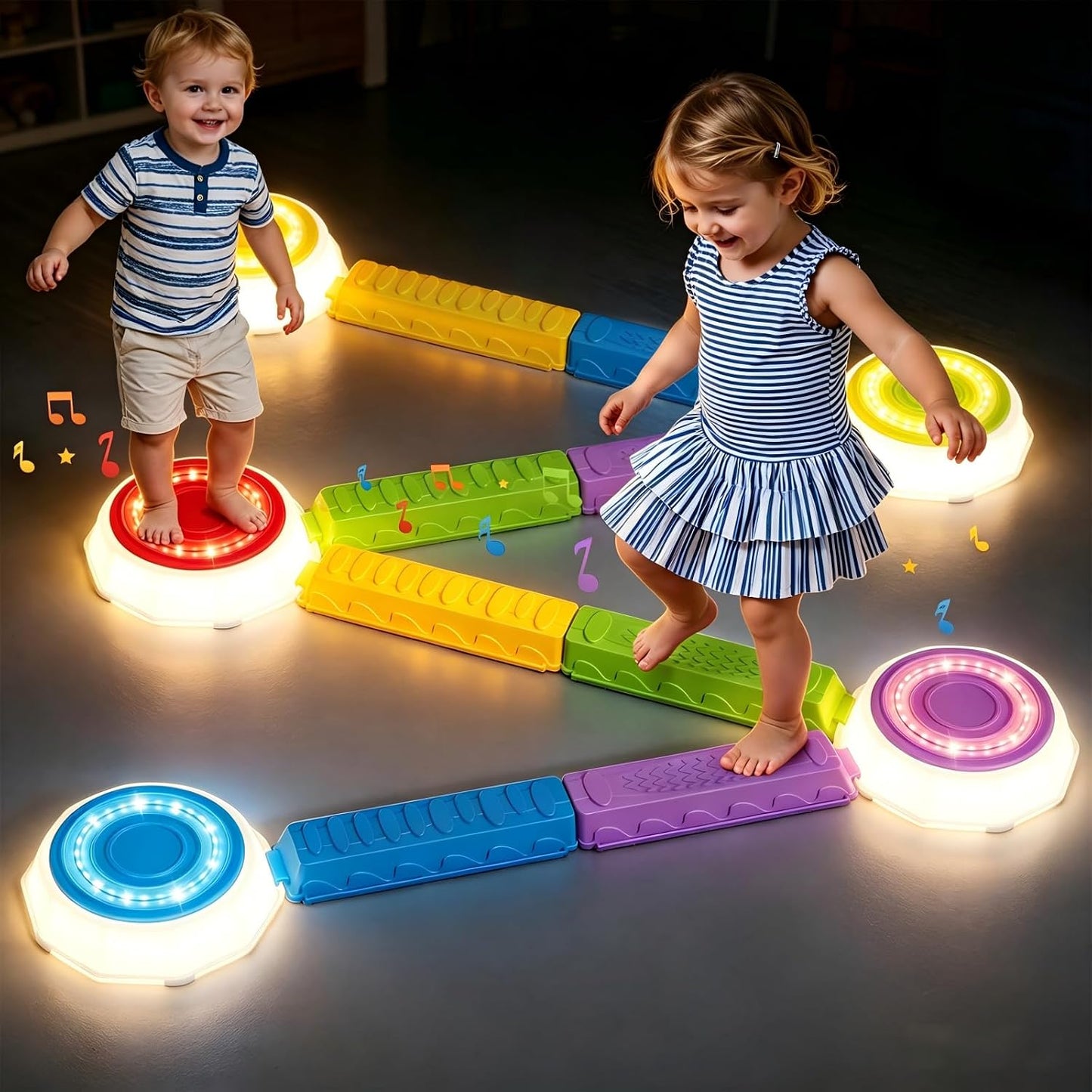 HYES - Piedras iluminadas y vigas de equilibrio para niños de 3 a 5...