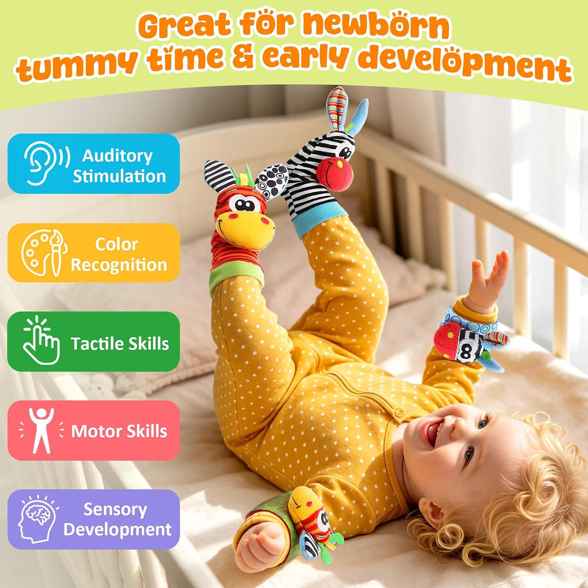 Baby Toys 0-6 6-12 meses, juego de calcetines de sonajero de muñeca...