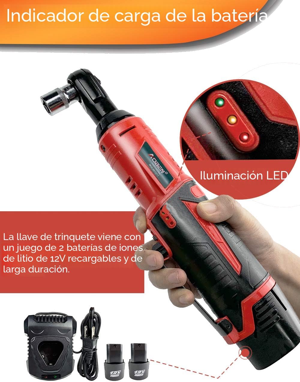 AOBEN Juego de llaves de trinquete eléctricas inalámbricas, kit de...