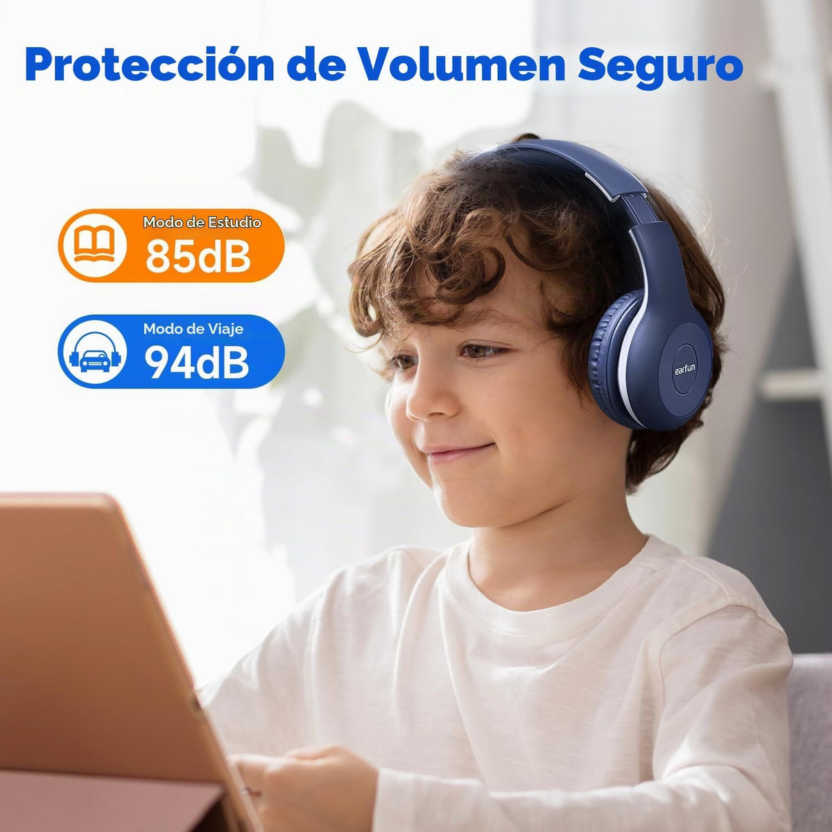 EarFun Paquete de 2 auriculares Bluetooth para niños, Auriculares K...