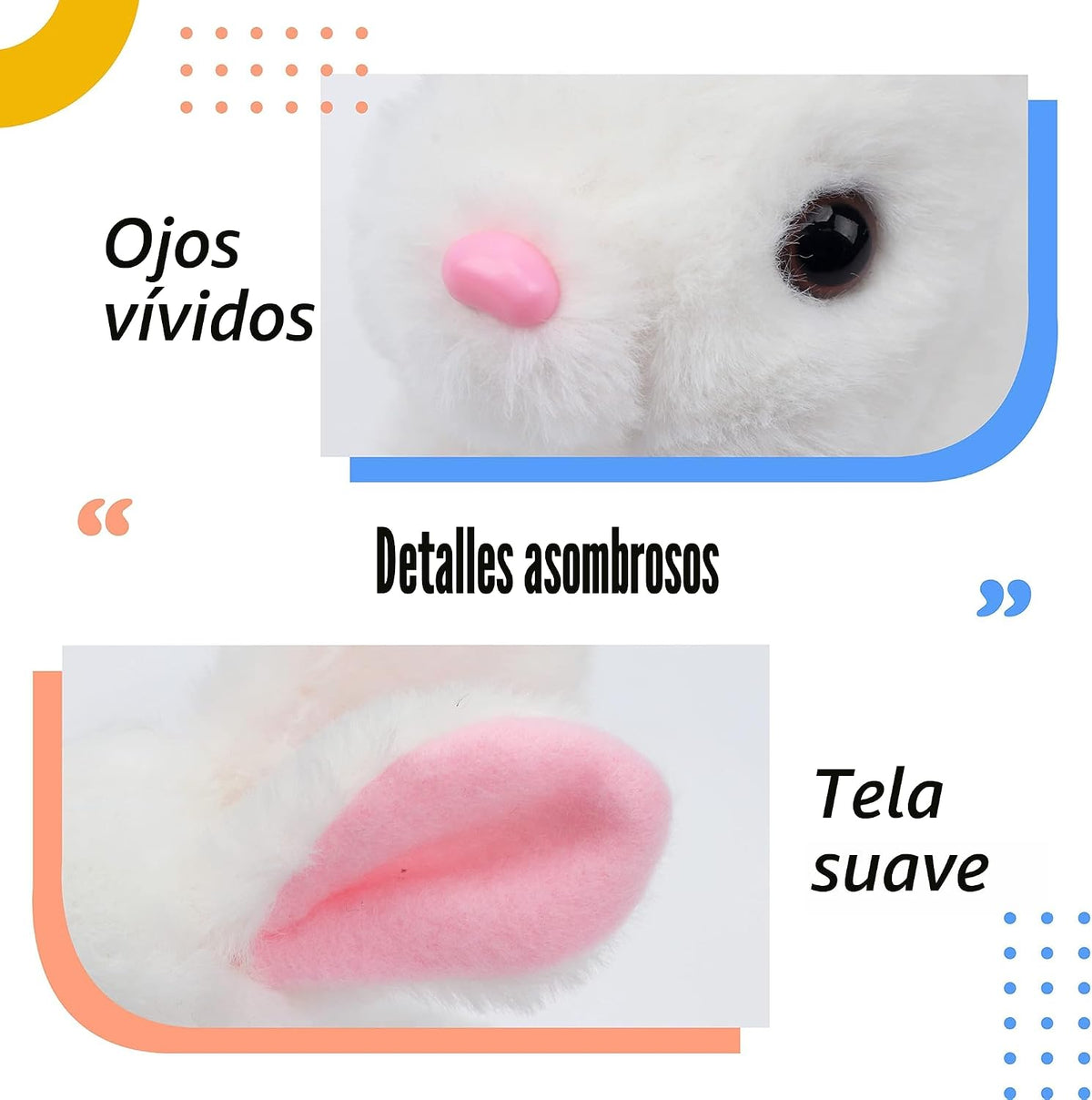Hopearl - Conejo saltarín con orejas LED interactivo, mascota elect...
