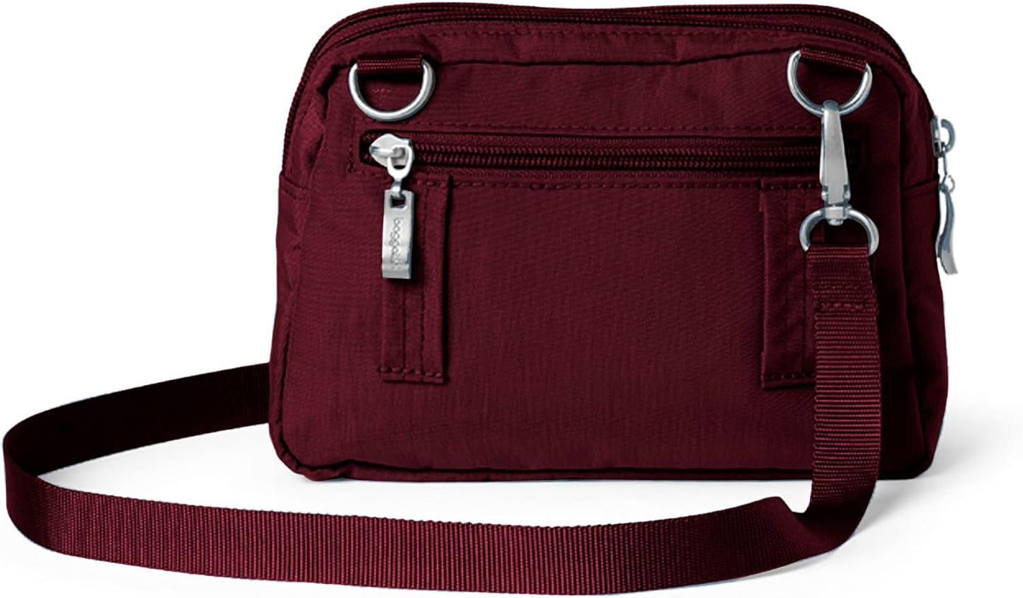 Baggallini Triple cremallera con billetera frontal\/Cartera RFID Tr...
