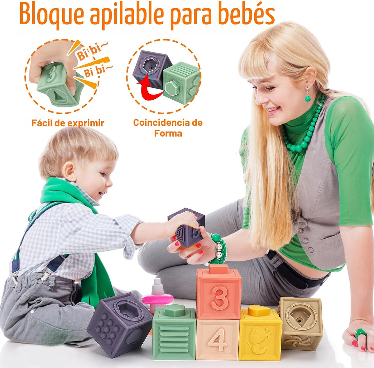 Juguetes Montessori para bebés de 6-12-18 meses, tazas de apilar co...