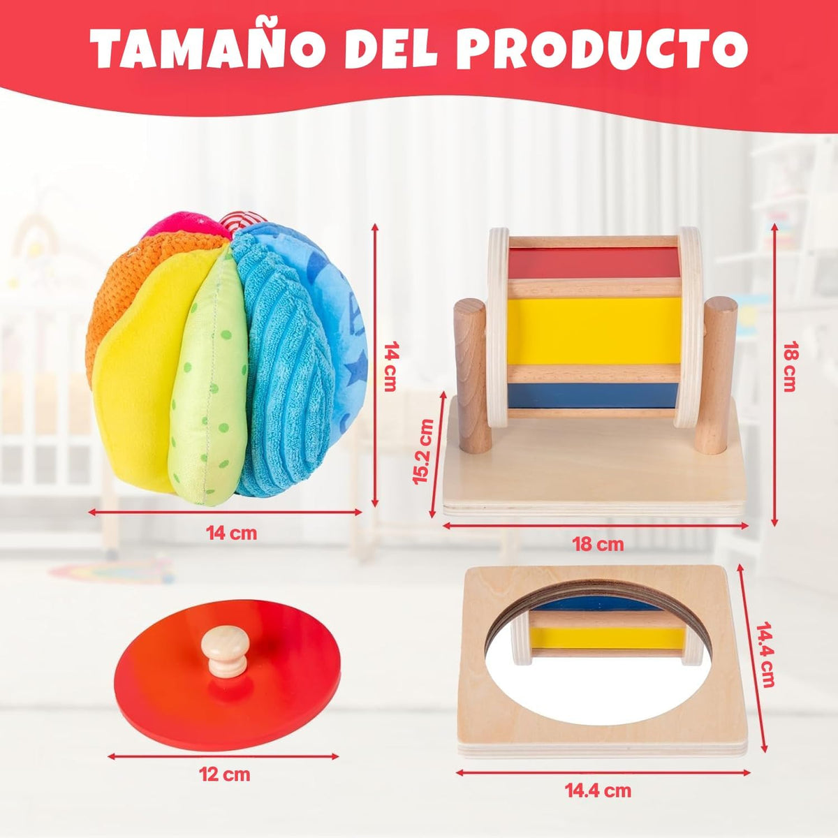Montessori - Kit de juguetes para bebés, espejo, peekaboo, rompecab...