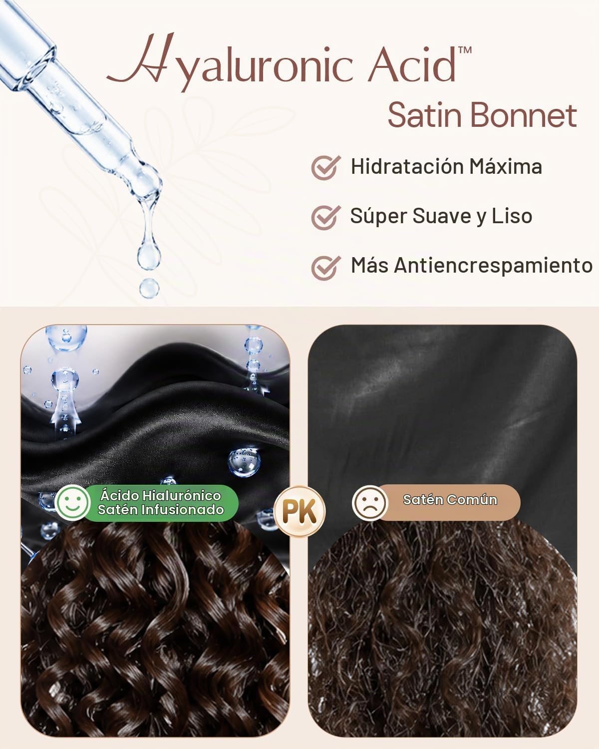 BONNET QUEEN Gorro de Seda para Dormir para Mujeres HYALURONIC Ácid...