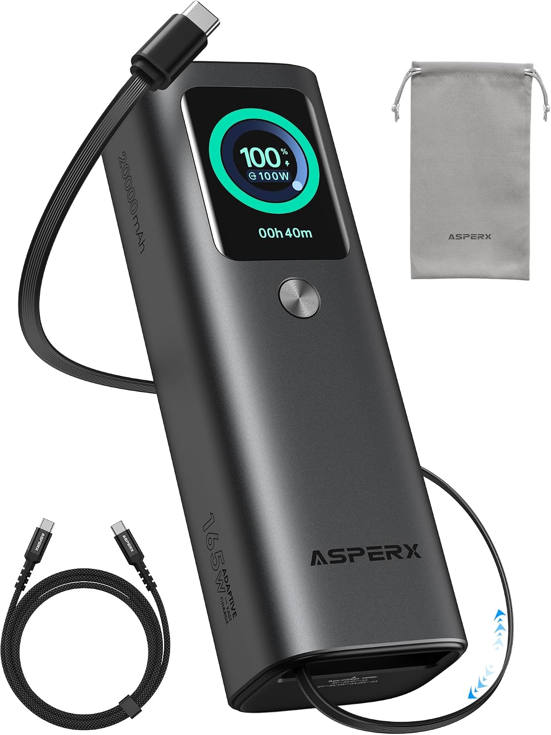 AsperX Banco del poder del ordenador portátil, 165W 20,000mAh retra...