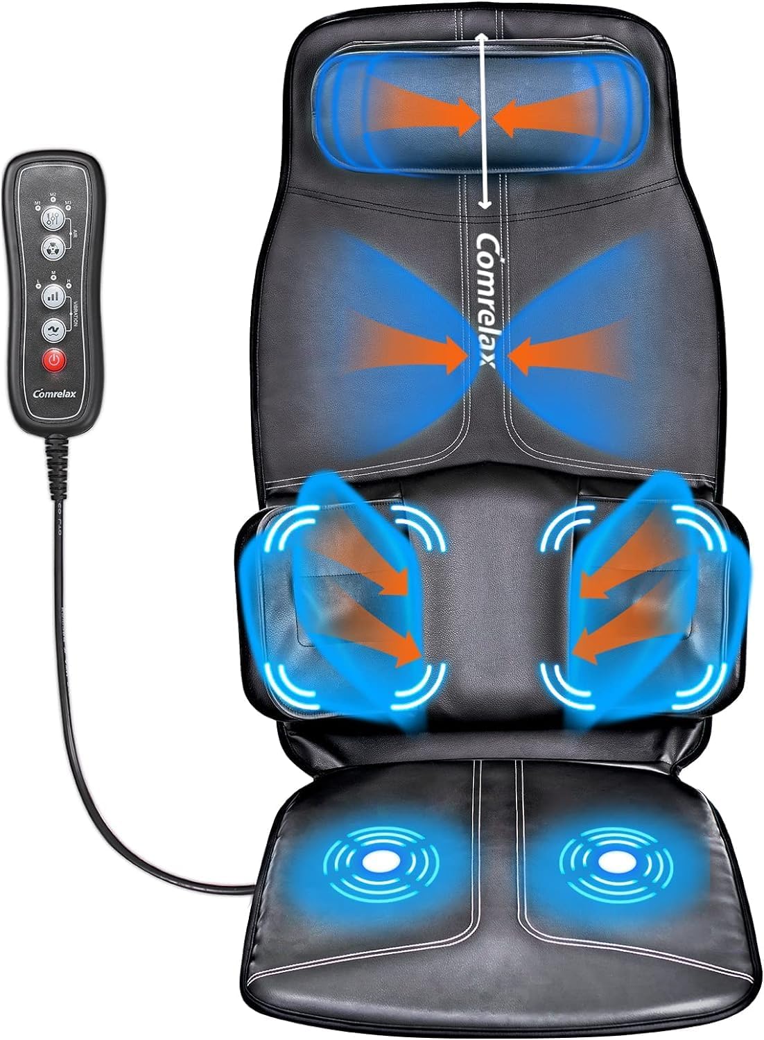 comrelax Cojín de masaje de espalda con compresa, asiento de vibrac...