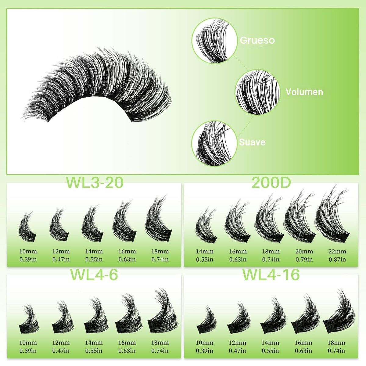 LASHSUN Kit de racimos de pestañas postizas suaves y cómodas, 540 u...